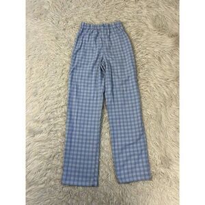 Brandy Melville Women's Baby Blue & White Plaid Valentina Pants Flannel One Size
